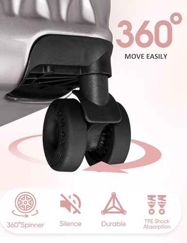 Tolino Checked 24 In Expandable Luggage Hardside Suitcase with Wheels | Lightweight Gradient PC+ABS Hardshell | Smooth 360° Spinner Wheels | Expands 20% | TSA Lock - color: Galaxy Rose, size: M(24 In)