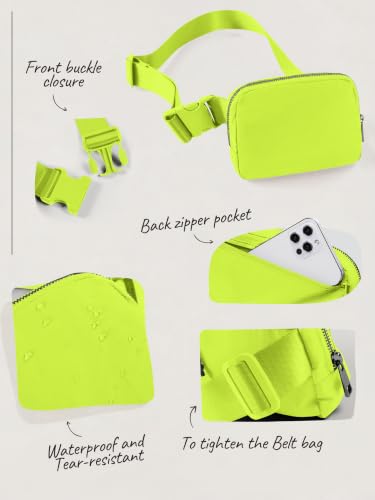 ODODOS Unisex Mini Belt Bag with Adjustable Strap Small Fanny Pack for Workout Running Traveling Hiking, Neon - color: Neon