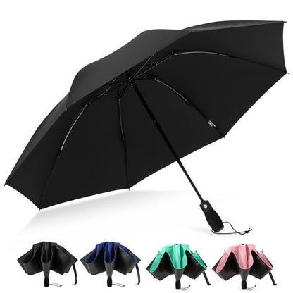 G4Free 46 Inch Inverted Umbrella Windproof Travel Umbrella for Rain & Sun - color: Black
