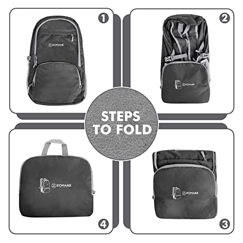 ZOMAKE Lightweight Packable Backpack 30L, Foldable Travel Hiking Daypack - color: Dimgray