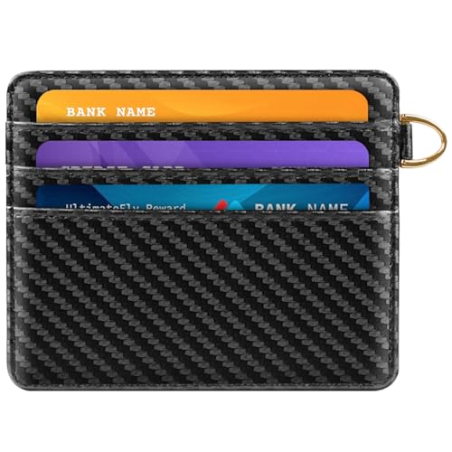 Slim Minimalist Pocket Credit Card Holder Wallet Men - color: Carbon Fiber