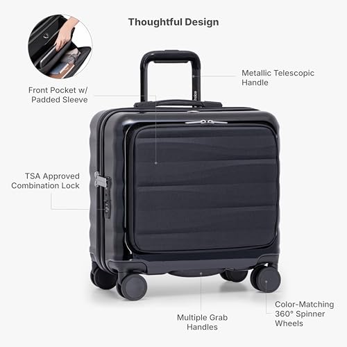 Traveler's Choice Edinburgh II Hardside Luggage with Spinner Wheels, TSA Lock, Black, 16-Inch Mini - color: Black, size: 16-Inch Mini