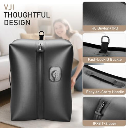 VJI 18L Vacuum Bag for Travel with Built-in Pump, IPX8 Waterproof, Black - color: Black