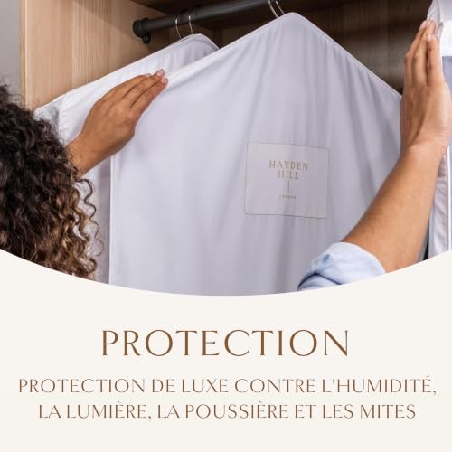 Hayden Hill Luxury Organic Cotton Garment Bag for Hanging Clothes Short 40"