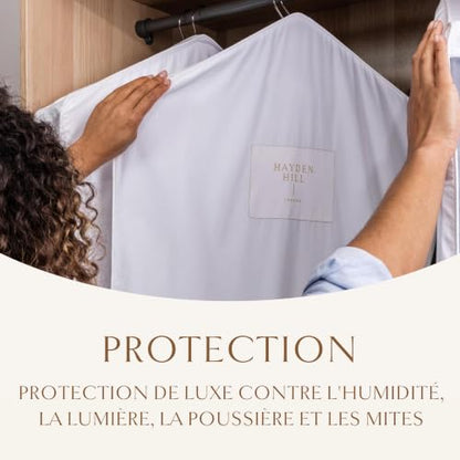 Hayden Hill Luxury Organic Cotton Garment Bag for Hanging Clothes Short 40"