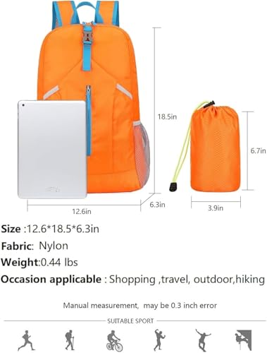 levayhill 25L Foldable Hiking Backpack,Small Packable Daypack, Orange - color: Orange