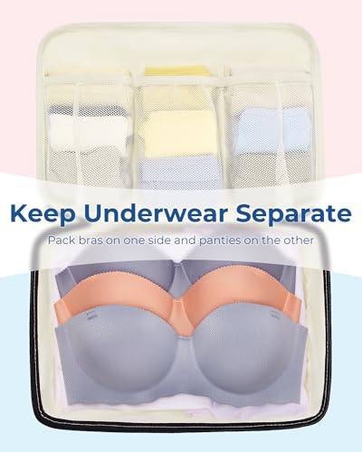 BAGSMART Compression Packing Cubes, Lightweight Travel Essentials - color: Beige, size: 6 Set
