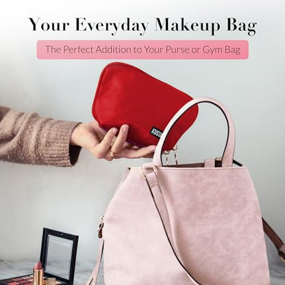 KUSSHI Washable Travel Makeup Bag for Purse (Everyday, Candy Apple Red/Pink) - color: Candy Apple Red/Pink, size: Everyday (Purse) Bag
