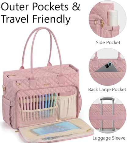 Bagstellar Teacher Tote Bag for Women, 15.6" Laptop Work Tote Computer Bag - color: Pink