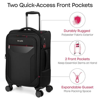 2-Piece Set(22/32in) Upright Spinner Softshell Luggage Sets - color: Black, size: 2-Piece Set (22 inch/32 inch)