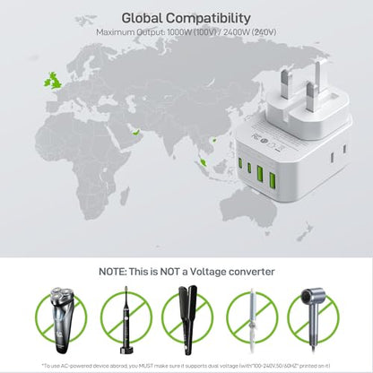 EPICKA Hybrid European Travel Plug Adapter, Foldable & Detachable Type C (EU) VisaPlug (Type G for UK) - style: Type G for UK
