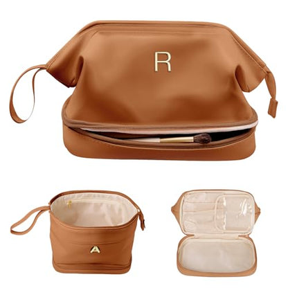 Bridal Shower Gifts, Personalized Makeup Bags, Monogrammed Gifts - color: Brown, style: R