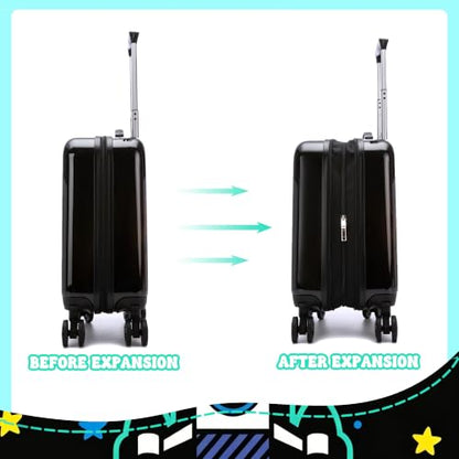 Kids Caary on Luggage Sets for Boys with Wheels Hardshell Suitcases with Hard Shell Suitcase Set for Airplane - color: Black Space