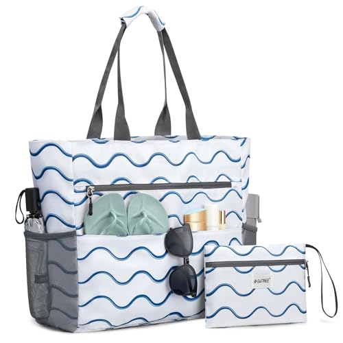 G4Free Beach Bag, Waterproof Sandproof Large Capacity Foldable for Women - color: Wavy, size: 35L