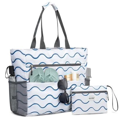 G4Free Beach Bag, Waterproof Sandproof Large Capacity Foldable for Women - color: Wavy, size: 35L