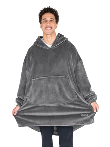 Bare Home Microplush Wearable Blanket with Front Pocket - Soft and Plush - Warm and Cozy - Adult & Kid Sizes (Adult, Grey) - color: Grey, style: Adult - Front Pocket