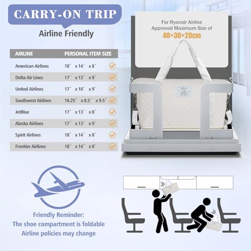 Geestock Travel Duffle Bag - Weekender Overnight Bags for Women, White - color: White