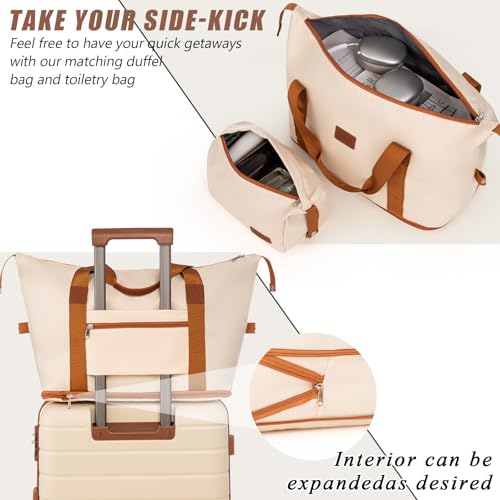 Cosbarn Luggage Sets 5 Piece, Hardshell Suitcases with Wheels, TSA Lock - color: Beige