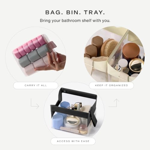 Cadence Parcel - Clear Travel Kit with Zipperless Magnetic Closure - Rose, Medium - Durable, Leak-Resistant and TSA Approved Toiletry Bag - Modular Organization - Recycled TPU (1 Qt) - color: Rose, size: Medium