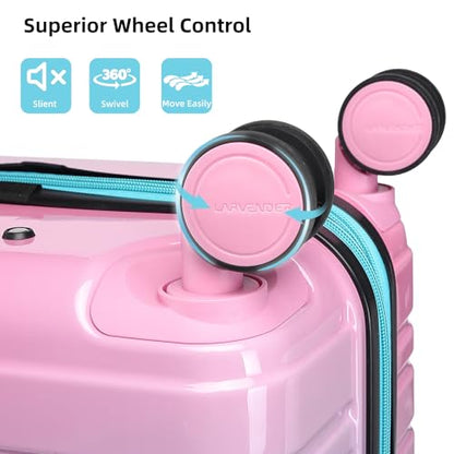 LARVENDER Carry on Luggage Sets 3 Piece, 20inch Suitcase Set, Cotton Candy - color: Cotton Candy 20in, size: 3 Piece Set (20/DB/TB)