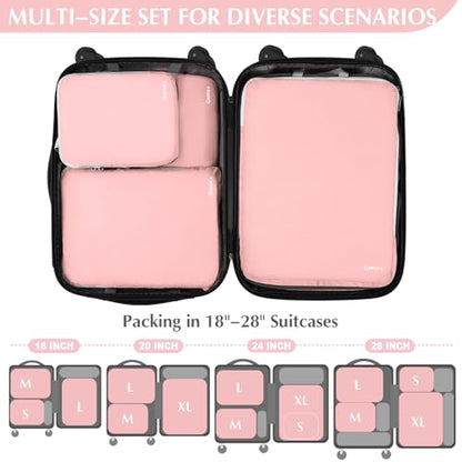 Gonex Compression Packing Cubes, 4-Piece Expandable Travel Organizers - color: 4-Pink, size: 4 Set