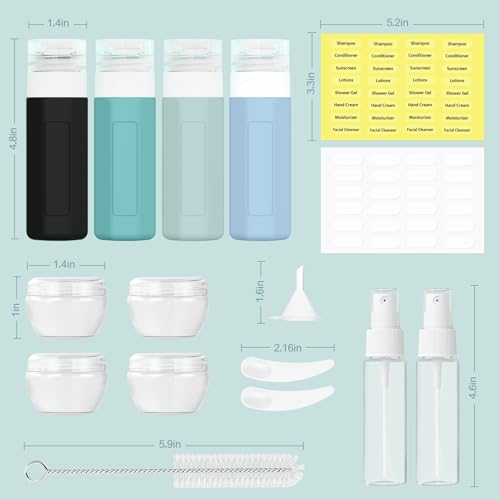 Redfly Travel Bottles for Toiletries 3oz, 17 Pack Travel Size Containers - color: Gray, size: 17Packs