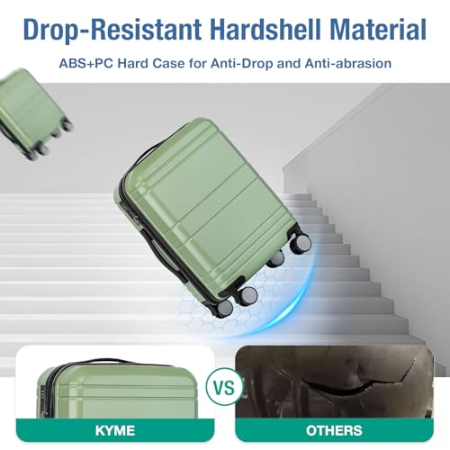 Carry On Luggage 22x14x9 Airline Approved,Hardside Suitcase,20 Inch,LtGreen - color: Fruit Green