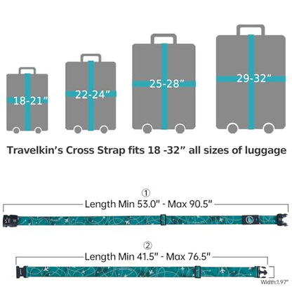 Travelkin Luggage Straps TSA Approved, Suitcase Straps with TSA Lock - color: Air Line Blue
