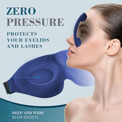 ZGGCD Sleep Mask for Side Sleeper, Light Blocking Eye Mask for Women Men | 3D Contoured Night Blindfold, Luxury Sleeping Eye Cover, Adjustable Strap, Eyeshade for Travel Nap, Flight Essentials, Blue - color: Blue