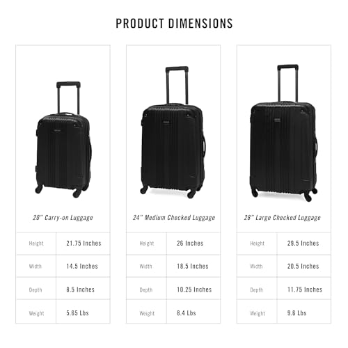 Kenneth Cole REACTION Out of Bounds Lightweight Hardshell 4-Wheel Spinner Luggage, Midnight Black, 20-Inch Carry On - color: Midnight Black, size: 20-Inch Carry On