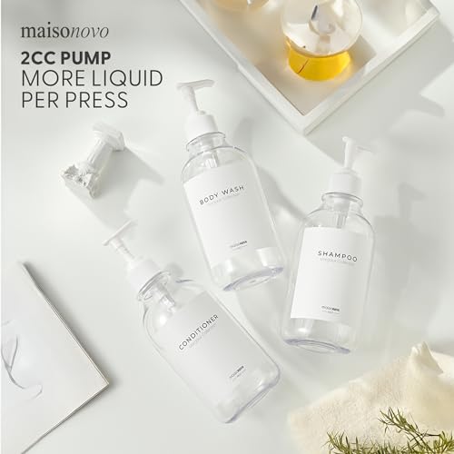MaisoNovo Refillable Shampoo and Conditioner Bottles| Clear Set of 3 - color: Clear