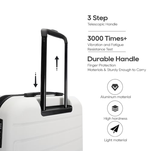 GinzaTravel 3-Piece White ABS Hardside Luggage Set 20"/24"/28" Suitcases - color: White