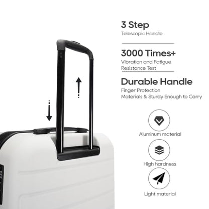 GinzaTravel 3-Piece White ABS Hardside Luggage Set 20"/24"/28" Suitcases - color: White