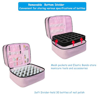 Boczif 2Layer Nail Polish Organizer for 30 Bottles(15ml/0.5 fl.oz)(Pink) - color: Pink