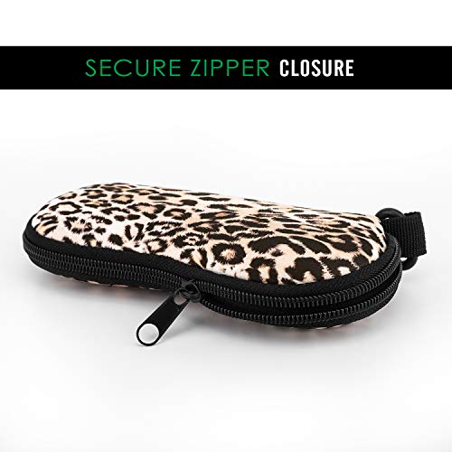 MoKo Sunglasses Soft Case Ultra Light Neoprene Zipper Eyeglass Case for Men Women - color: E-leopard