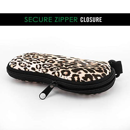 MoKo Sunglasses Soft Case Ultra Light Neoprene Zipper Eyeglass Case for Men Women - color: E-leopard