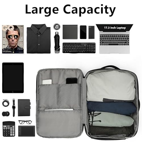 O-TBOST Expandable Travel Backpack Waterproof Carry On Backpack College 17.3” Laptop Backpack for Men & Women (Black) - color: Black