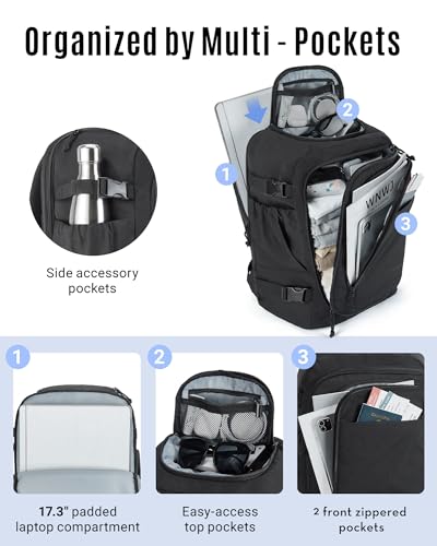 LIGHT FLIGHT Travel Backpack, TSA Friendly Carry On Backpack Brown | Water-resistant Lightweight Business Large Weekender Bag Casual Daypack 17.3" Laptop Backpack for Men Women, - color: 04-champagne