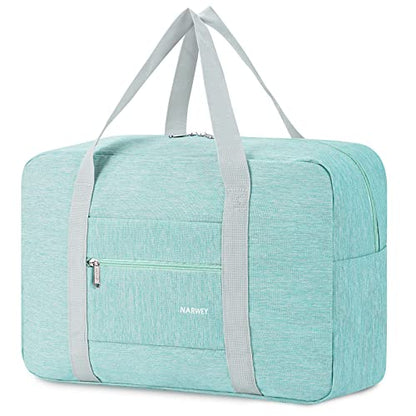 Narway Personal Item Travel Bag, Foldable Carry on Duffle Bag for Women Men - color: AA-Thick Mint Green