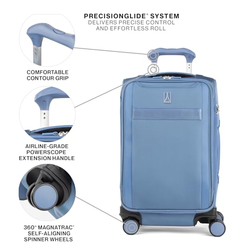 Travelpro VersaPack+ Softside Carry-On Luggage Suitcase, Blue, 20-Inch - color: Elemental Blue, size: Compact Carry On