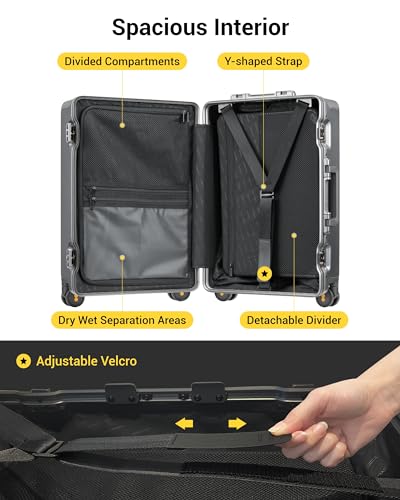 LEVEL8 Zipperless Carry On Luggage Hardshell Suitcases with Wheels 20" Grey - color: Grey, size: Carry-On 20 Inch (Without Organizers)