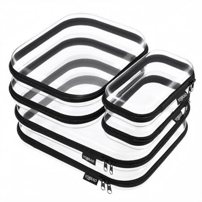 YQBRAO Clear Hard Shell Zipper Cases, 6 Multi-Size Organizers, Black - color: Black, size: 6 Pack (2L+2M+2S)