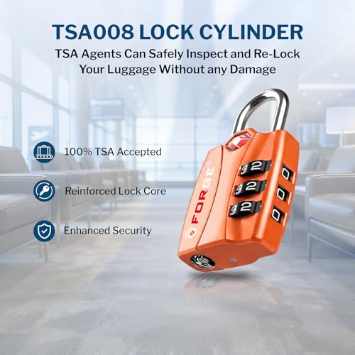 Forge TSA Approved Luggage Locks, Open Alert TSA Locks, Orange, 2 Pack - color: Orange 2PK