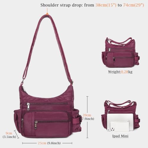 VOLGANIK ROCK RFID Anti Thief Crossbody Bag for Women Waterproof Shoulder Bag Messenger Bag Casual Nylon Purse Handbag - color: Red