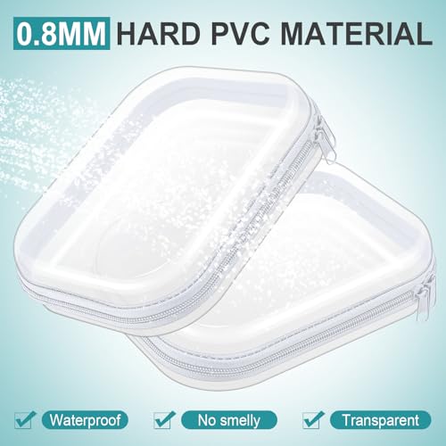Ceenna 2 Pcs Clear Zipper Case Hard Shell Pouches,2 Medium - size: 2 Medium