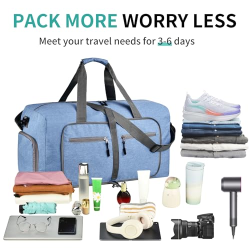 Dimayar 115L Foldable Duffle Bag, Travel & Weekend, Extended Trips - color: Blue, size: 115L