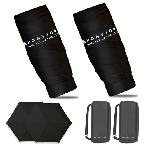 Compact Mini Windproof Travel Umbrella-UPF 50+ Sun & Rain Protection, Small Folding Design Fits in Pocket or Purse, Lightweight Portable with Case for Women, Men & Kids - color: Black 2
