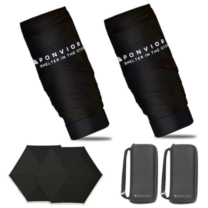 Compact Mini Windproof Travel Umbrella-UPF 50+ Sun & Rain Protection, Small Folding Design Fits in Pocket or Purse, Lightweight Portable with Case for Women, Men & Kids - color: Black 2