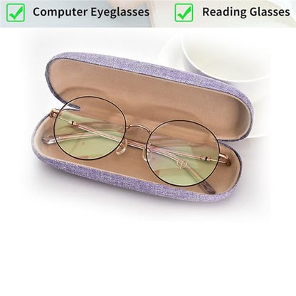 ABAJI Eyeglasses Case Kids Students Reading Glasses Organizer Hard Shell Lint Lining Snap Close Men Women Boys Girls - color: Green Purple Pink