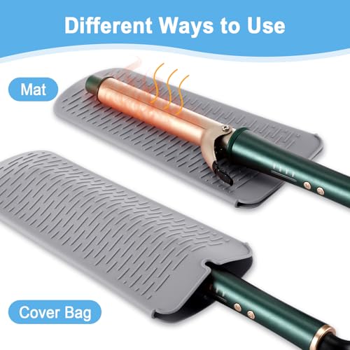 Shappy 2 Pcs Heat Resistant Curling Iron Flat Iron Travel Case,Mandala | Neoprene & Silicone Material, Double-layer Neoprene Pouch & Flexible Silicone Mat for Hot Hair Styling Tools - style: Mandala